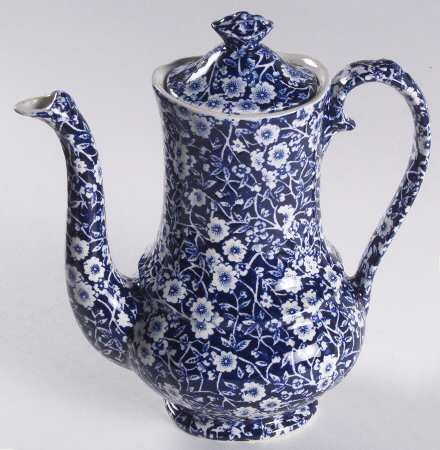 Calico Blue (Black Staffordshire Stamp) Coffee Pot & Lid