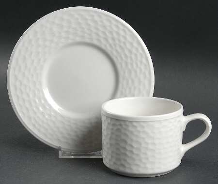 Lisbon White Flat Cup & Saucer Set
