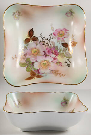 Wild Rose (Scallop, Rim , Not Embossed) 8" Square Vegetable Bowl by Schumann - Bavaria