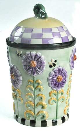 Lavender Tea Garden Figural Cookie Jar & Lid