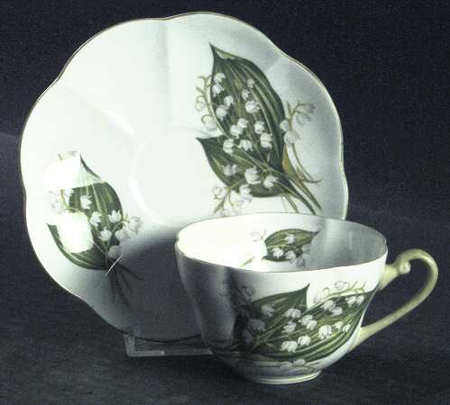 Lily of the Valley (#13822, Ribbed) Flat Cup & Saucer Set