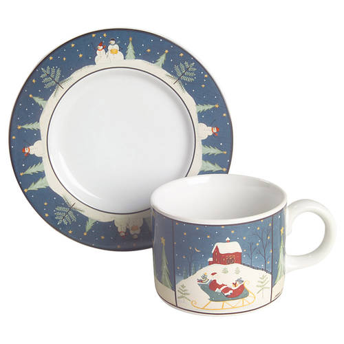 Home For The Holidays Flat Cup & Saucer Set