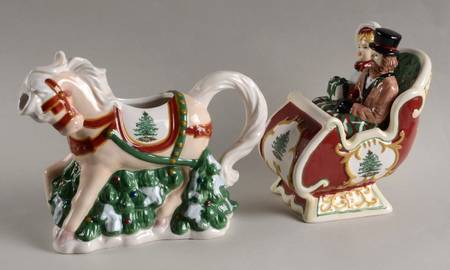 Christmas Tree Sleigh Creamer & Sugar Set