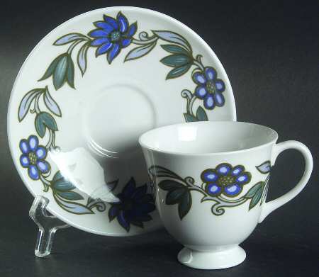 Art Nouveau Blue Footed Cup & Saucer Set