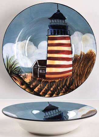 By The Sea (Made In China, Handpaint) Soup/Cereal Bowl