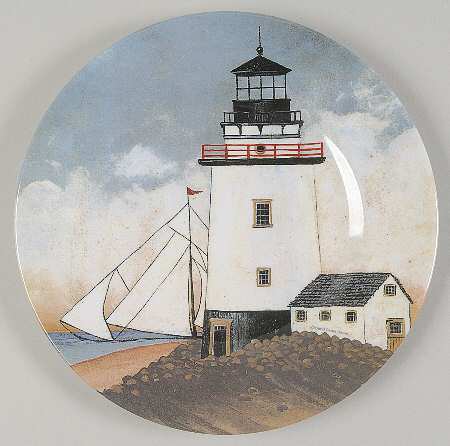 By The Sea (Made In China, Handpaint) Plastic Salad Plate