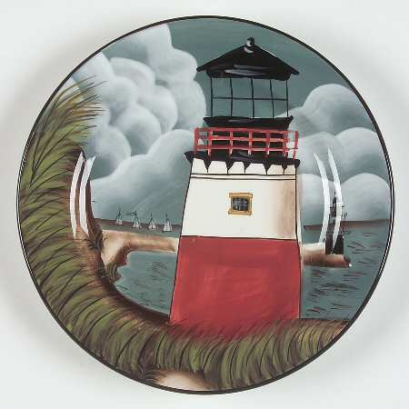 By The Sea (Made In China, Handpaint) Salad/Dessert Plate