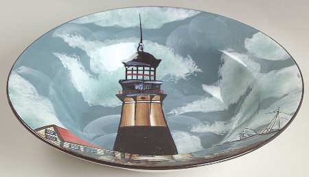 By The Sea (Made In China, Handpaint) Soup/Cereal Bowl