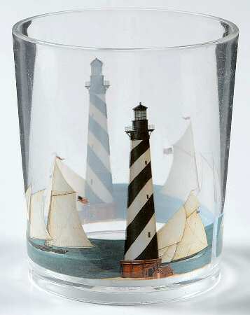 By The Sea (Made In China, Handpaint) 12 Oz Plastic Double Old Fashioned
