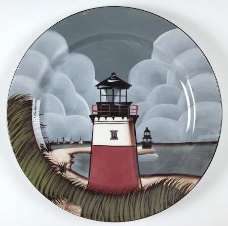 By The Sea (Made In China, Handpaint) 16" Chop Plate (Round Platter)