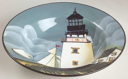 By The Sea (Made In China, Handpaint) Soup/Cereal Bowl