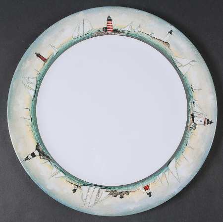 By The Sea (Made In China, Handpaint) Plastic Dinner Plate
