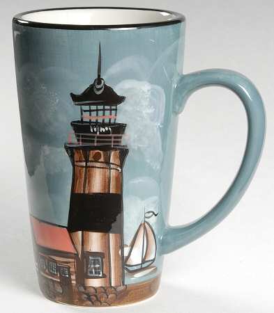 By The Sea (Made In China, Handpaint) Latte Mug