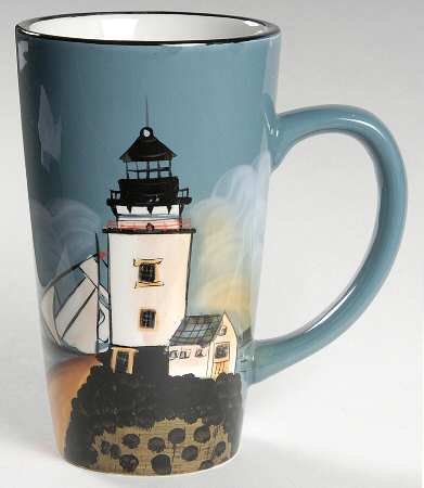 By The Sea (Made In China, Handpaint) Latte Mug