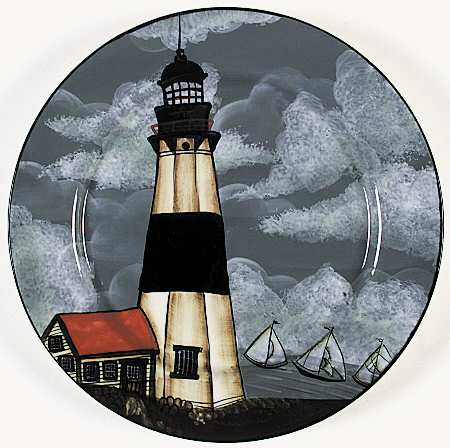 By The Sea (Made In China, Handpaint) Dinner Plate