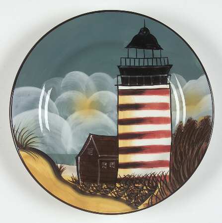 By The Sea (Made In China, Handpaint) Salad/Dessert Plate