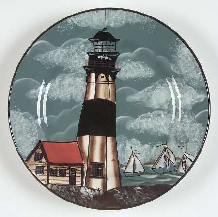 By The Sea (Made In China, Handpaint) Salad/Dessert Plate
