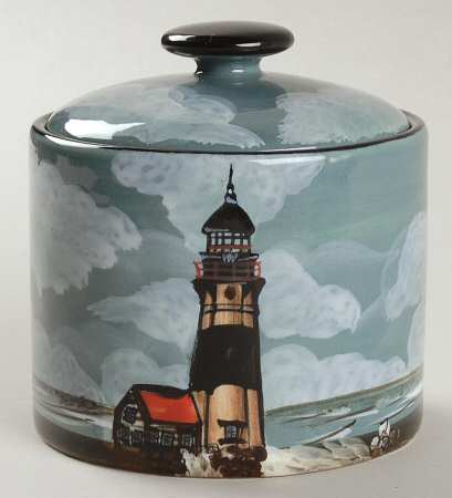 By The Sea (Made In China, Handpaint) Sugar Bowl & Lid