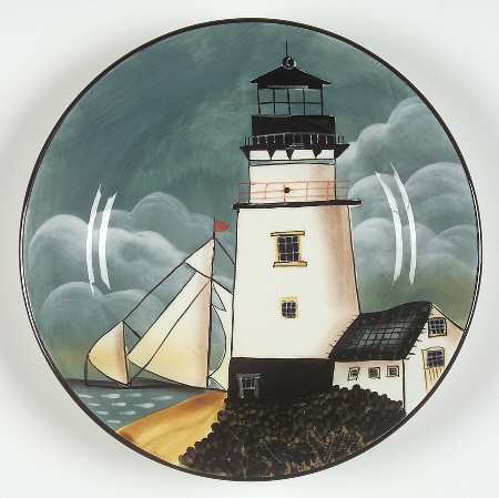 By The Sea (Made In China, Handpaint) Salad/Dessert Plate