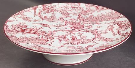 Provincial Garden Cranberry 10" Diameter Pedestal Cake Stand