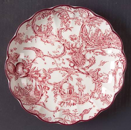 Provincial Garden Cranberry Medium Round Fluted Dish