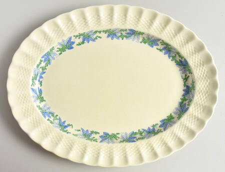 Valencia Blue Green (Cream Background) 13" Oval Serving Platter