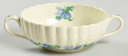 Valencia Blue Green (Cream Background) Flat Cream Soup Bowl