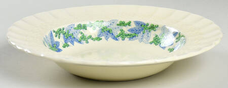 Valencia Blue Green (Cream Background) Rim Soup Bowl