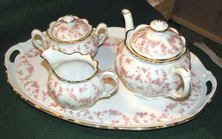 Bridal Rose 6 Piece Tea Set (TP, CR,SU,TRAY)