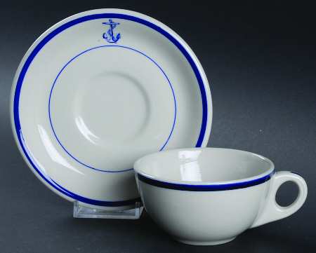 US Navy Mess (Wardroom Officer) Flat Cup & Saucer Set
