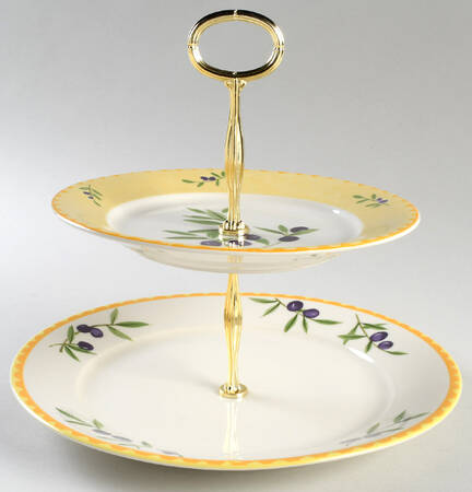 Olive Branch 6 5/8"-10"  2 Tiered Serving Tray (Dp, Sp) HC