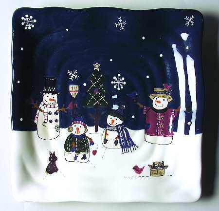 Snow Friends Square Salad Plate by St Nicholas Square