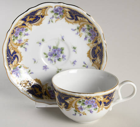 Royal Violets Flat Cup & Saucer Set
