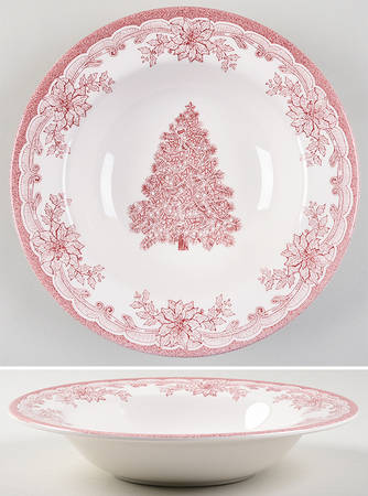 Yuletide Red Rim Soup Bowl