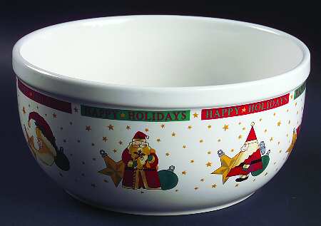 Santa's Ornament 9" Round Vegetable Bowl