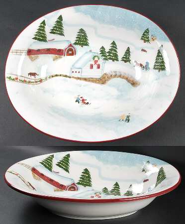 Christmas Valley 14" Oval Vegetable Bowl