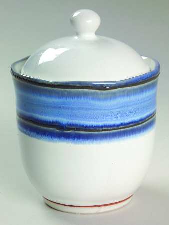 Waves Blue Sugar Bowl & Lid by Sango