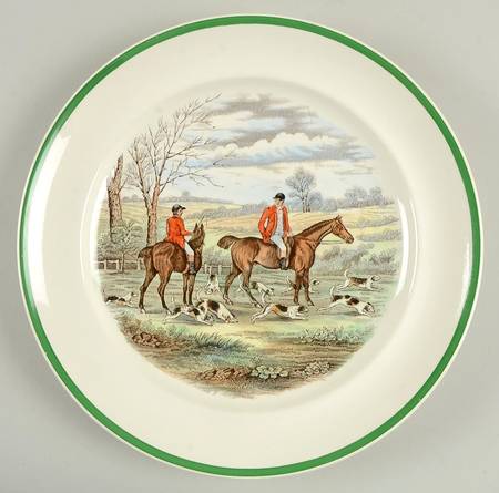 Herring Hunt (Smooth, Green Trim) Dinner Plate