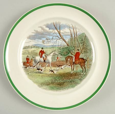 Herring Hunt (Smooth, Green Trim) Dinner Plate