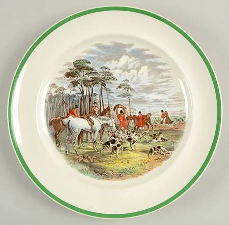 Herring Hunt (Smooth, Green Trim) Dinner Plate