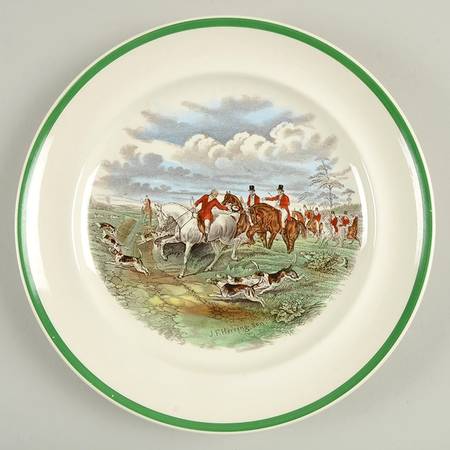 Herring Hunt (Smooth, Green Trim) Dinner Plate