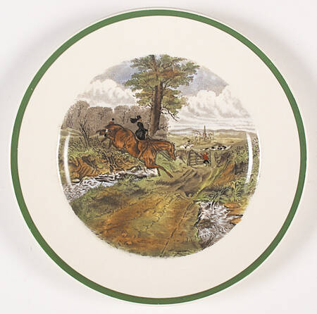 Herring Hunt (Smooth, Green Trim) Luncheon Plate