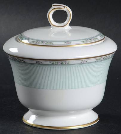 Silk Line Green Sugar Bowl & Lid