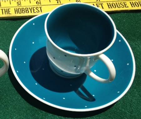 Raised Spot Blue Footed Demitasse Cup & Saucer Set