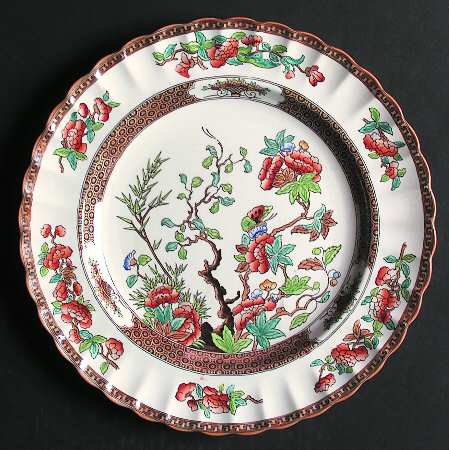 Indian Tree (Orange Rust, Scallop, Mustard Trim) by Spode