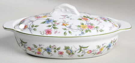 Corona (Green Trim) 1 Quart Oval Covered Casserole