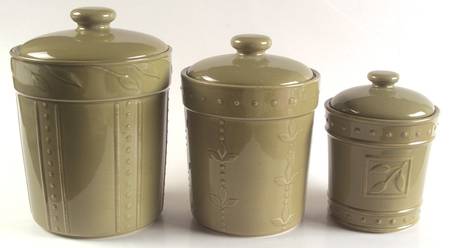 Sorrento Oregano (Green) (3 Piece) Canister Set (Box Set)