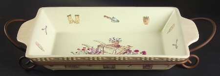 Summer Fields 16" Rectangular Baker with Metal Stand