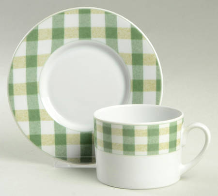 Picnic Lime Green Flat Cup & Saucer Set