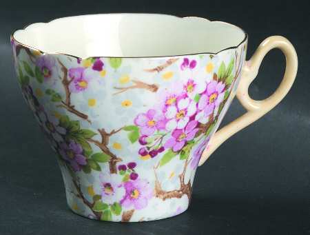 Maytime (Gold Trim, Scalloped) Flat Cup